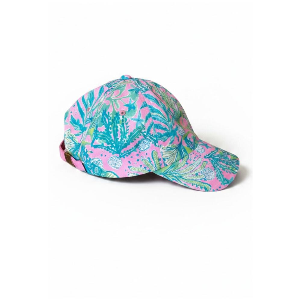 Lilly Pulitzer Run Around Baseball Hat Cap Pink And Blue Tropical Print - Picture 1 of 6